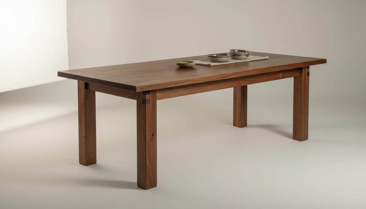Table en chêne massif aux pieds compas