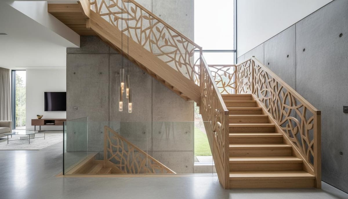 Escalier hélicoïdal en chêne avec marches sculptées